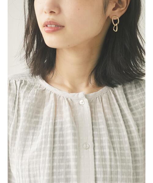 CRAFT STANDARD BOUTIQUE（クラフトスタンダードブティック）の「ドビーチェックチュニック　＊（シャツ/ブラウス・レディース・ライトグレー/ブラック/カーキ/サックスブルー/ブルー・FREE）」の20枚目の写真