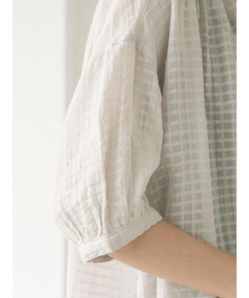 CRAFT STANDARD BOUTIQUE（クラフトスタンダードブティック）の「ドビーチェックチュニック　＊（シャツ/ブラウス・レディース・ライトグレー/ブラック/カーキ/サックスブルー/ブルー・FREE）」の21枚目の写真