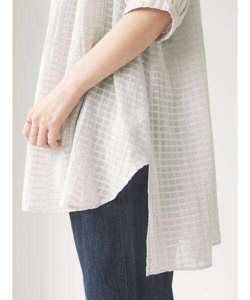 CRAFT STANDARD BOUTIQUE（クラフトスタンダードブティック）の「ドビーチェックチュニック　＊（シャツ/ブラウス・レディース・ライトグレー/ブラック/カーキ/サックスブルー/ブルー・FREE）」の22枚目の写真