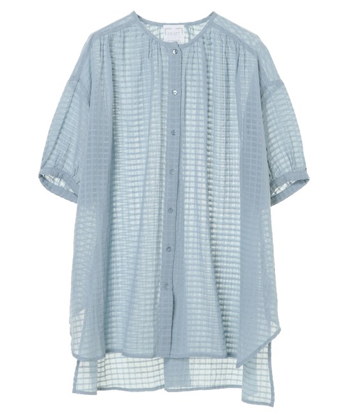 CRAFT STANDARD BOUTIQUE（クラフトスタンダードブティック）の「ドビーチェックチュニック　＊（シャツ/ブラウス・レディース・ライトグレー/ブラック/カーキ/サックスブルー/ブルー・FREE）」の4枚目の写真