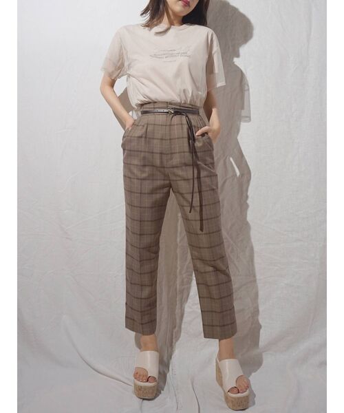 MERCURYDUO（マーキュリーデュオ）の「細ベルト付チェックテーパードパンツ（その他パンツ・レディース・ライトグレー/ブラウン・SMALL/MEDIUM）」の5枚目の写真