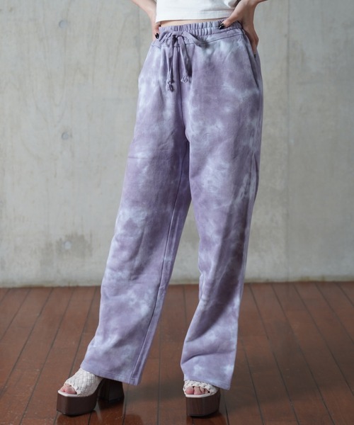 one way（ワンウェイ）の「【oneway Jeans】タイダイフレアパンツ（スウェットパンツ・レディース・ライトグレー/ライトブルー/ベージュ/パープル・FREE）」の4枚目の写真