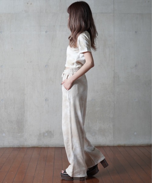 one way（ワンウェイ）の「【oneway Jeans】タイダイフレアパンツ（スウェットパンツ・レディース・ライトグレー/ライトブルー/ベージュ/パープル・FREE）」の9枚目の写真