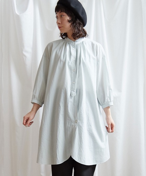 Lene(レネ)の「100/1 voil チュニックブラウス(シャツ/ブラウス・レディース・グレー/ベージュ/ピンク・FREE)」の1枚目の写真