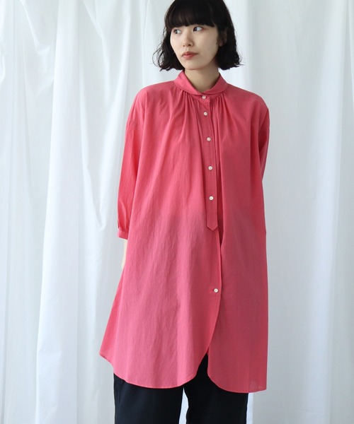 Lene(レネ)の「100/1 voil チュニックブラウス(シャツ/ブラウス・レディース・グレー/ベージュ/ピンク・FREE)」の3枚目の写真