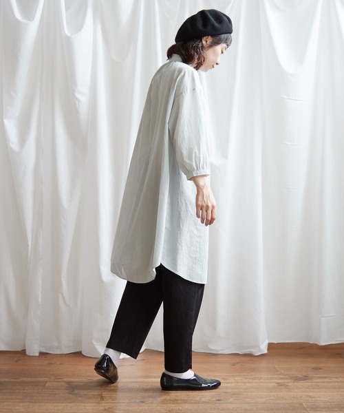 Lene(レネ)の「100/1 voil チュニックブラウス(シャツ/ブラウス・レディース・グレー/ベージュ/ピンク・FREE)」の8枚目の写真