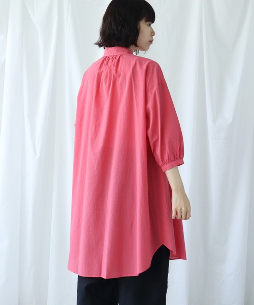 Lene(レネ)の「100/1 voil チュニックブラウス(シャツ/ブラウス・レディース・グレー/ベージュ/ピンク・FREE)」の17枚目の写真