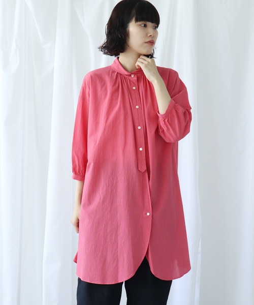 Lene(レネ)の「100/1 voil チュニックブラウス(シャツ/ブラウス・レディース・グレー/ベージュ/ピンク・FREE)」の19枚目の写真