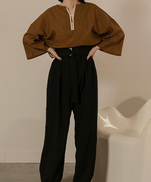 lawgy（ラウジー）の「smooth sheer v blouse（シャツ/ブラウス・レディース・ホワイト/ダークブラウン/ブラウン・FREE）」の9枚目の写真