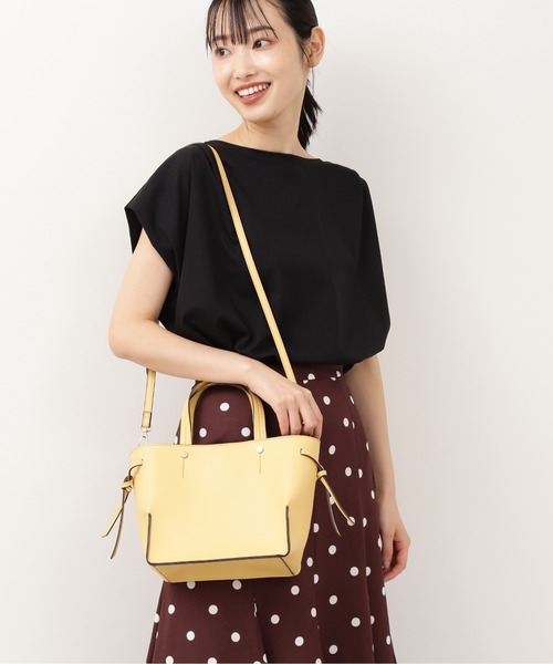 NATURAL BEAUTY BASIC（ナチュラルビューティーベーシック）の「サイドノットミディトート（トートバッグ・レディース・ベージュ/オフホワイト/ピンク/イエロー・ﾌﾘ-）」の5枚目の写真