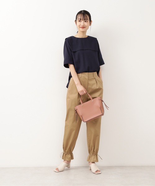 NATURAL BEAUTY BASIC（ナチュラルビューティーベーシック）の「サイドノットミディトート（トートバッグ・レディース・ベージュ/オフホワイト/ピンク/イエロー・ﾌﾘ-）」の14枚目の写真