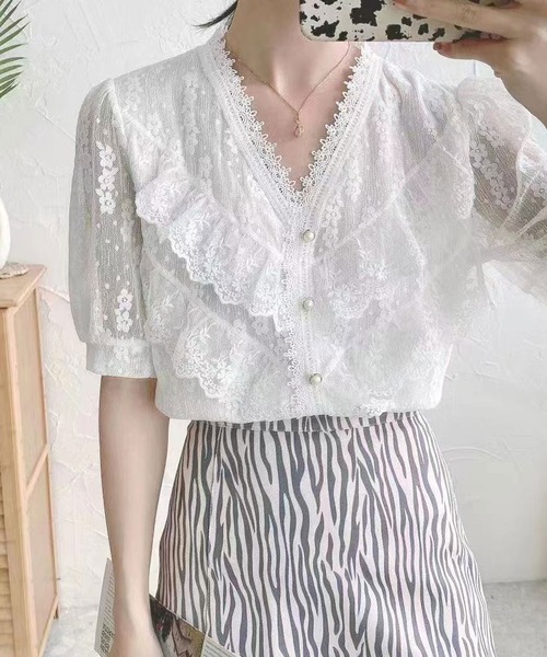 Zozotown限定アイテム トップス 2段レースフリルネックブラウス シャツ ブラウス Twinkle Pm トゥインクルピーエム のファッション