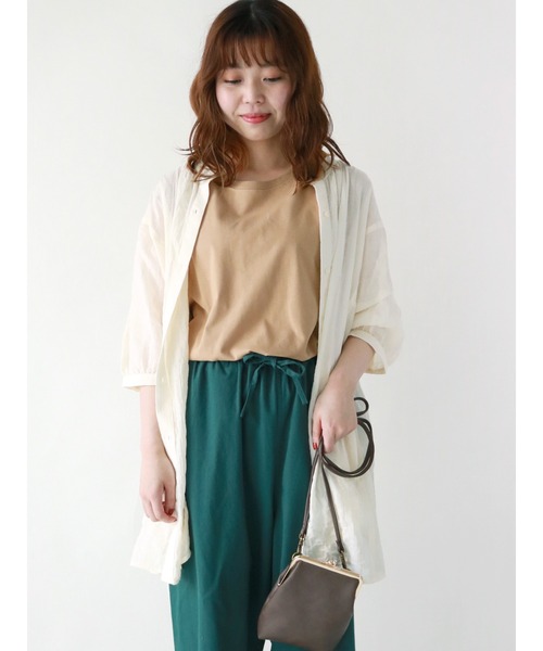 Samansa Mos2（サマンサ モスモス）の「柄アソート切替チュニック（シャツ/ブラウス・レディース・ブルー/チャコール/ベージュ/レッド/キナリ・ﾌﾘ-）」の2枚目の写真