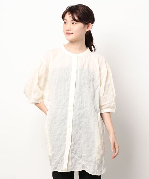 Samansa Mos2（サマンサ モスモス）の「柄アソート切替チュニック（シャツ/ブラウス・レディース・ブルー/チャコール/ベージュ/レッド/キナリ・ﾌﾘ-）」の11枚目の写真