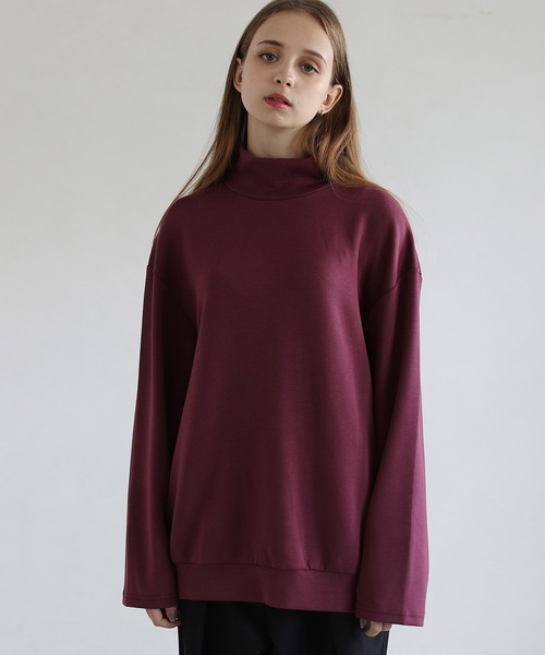 LILL（リル）の「ハイポンチビッグシルエットモックハイネック長袖ドレープカットソー（Tシャツ/カットソー・メンズ・ホワイト/グレー/ブルー/ワイン/チャコール/ブラック/ブラウン・S/M/L/XL）」の7枚目の写真