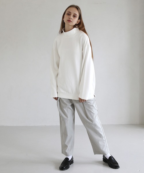 LILL（リル）の「ハイポンチビッグシルエットモックハイネック長袖ドレープカットソー（Tシャツ/カットソー・メンズ・ホワイト/グレー/ブルー/ワイン/チャコール/ブラック/ブラウン・S/M/L/XL）」の11枚目の写真