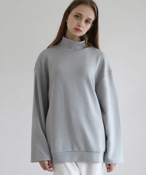 LILL（リル）の「ハイポンチビッグシルエットモックハイネック長袖ドレープカットソー（Tシャツ/カットソー・メンズ・ホワイト/グレー/ブルー/ワイン/チャコール/ブラック/ブラウン・S/M/L/XL）」の16枚目の写真