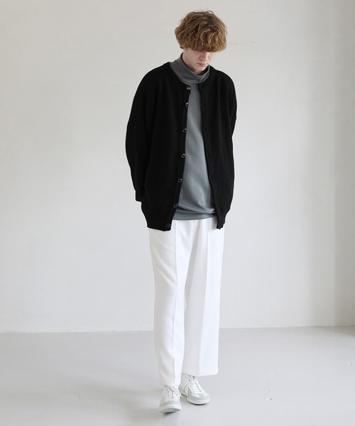 LILL（リル）の「ハイポンチビッグシルエットモックハイネック長袖ドレープカットソー（Tシャツ/カットソー・メンズ・ホワイト/グレー/ブルー/ワイン/チャコール/ブラック/ブラウン・S/M/L/XL）」の17枚目の写真