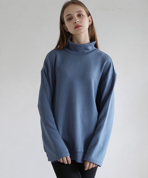 LILL（リル）の「ハイポンチビッグシルエットモックハイネック長袖ドレープカットソー（Tシャツ/カットソー・メンズ・ホワイト/グレー/ブルー/ワイン/チャコール/ブラック/ブラウン・S/M/L/XL）」の13枚目の写真