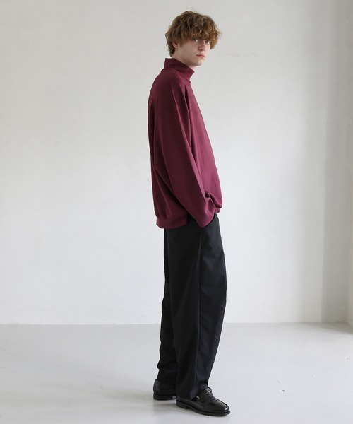 LILL（リル）の「ハイポンチビッグシルエットモックハイネック長袖ドレープカットソー（Tシャツ/カットソー・メンズ・ホワイト/グレー/ブルー/ワイン/チャコール/ブラック/ブラウン・S/M/L/XL）」の18枚目の写真