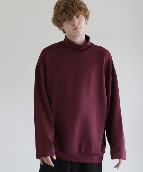 LILL（リル）の「ハイポンチビッグシルエットモックハイネック長袖ドレープカットソー（Tシャツ/カットソー・メンズ・ホワイト/グレー/ブルー/ワイン/チャコール/ブラック/ブラウン・S/M/L/XL）」の8枚目の写真