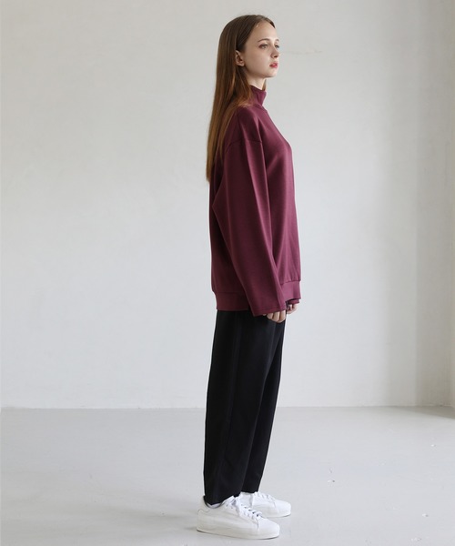 LILL（リル）の「ハイポンチビッグシルエットモックハイネック長袖ドレープカットソー（Tシャツ/カットソー・メンズ・ホワイト/グレー/ブルー/ワイン/チャコール/ブラック/ブラウン・S/M/L/XL）」の14枚目の写真