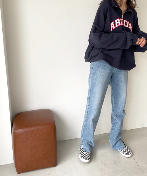 CANAL JEAN（キャナルジーン）の「via j(ヴィアジェイ) "ARIZONA"ハーフジップ裏毛プルオーバー（スウェット・レディース・ブラック/ネイビー/グレー・ONE SIZE）」の7枚目の写真