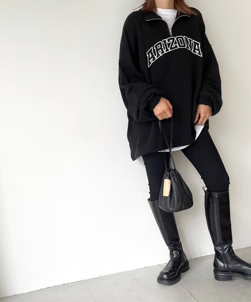 CANAL JEAN（キャナルジーン）の「via j(ヴィアジェイ) "ARIZONA"ハーフジップ裏毛プルオーバー（スウェット・レディース・ブラック/ネイビー/グレー・ONE SIZE）」の13枚目の写真