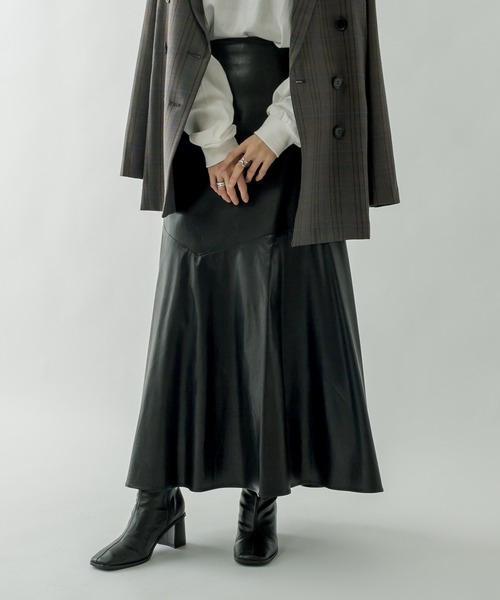 mystic（ミスティック）の「フェイクレザーマーメイドスカート（スカート・レディース・アイボリー/ブラック/ブラウン・1/2）」の3枚目の写真