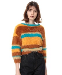 SLY | MINK LIKE H/S BORDER TOPS/ハーフスリーブボーダートップス(ニット/セーター)