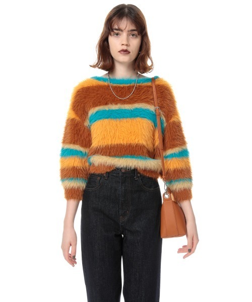 SLY（スライ）の「MINK LIKE H/S BORDER TOPS/ハーフスリーブ
