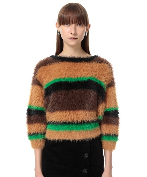 SLY（スライ）の「MINK LIKE H/S BORDER TOPS/ハーフスリーブ