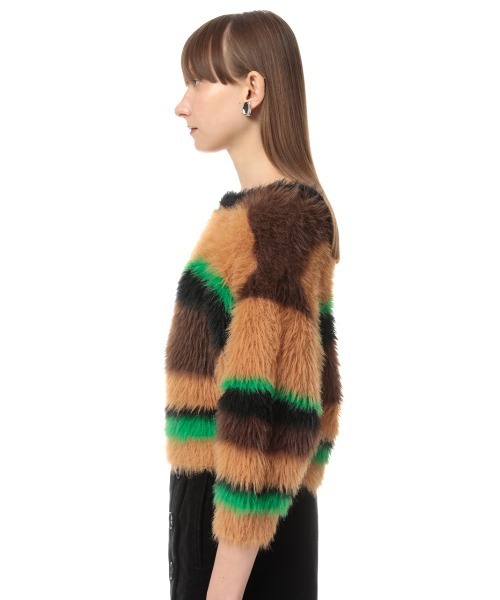 SLY（スライ）の「MINK LIKE H/S BORDER TOPS/ハーフスリーブボーダートップス（ニット/セーター・レディース・オレンジ系その他/ブラウン系その他2・FREE）」の15枚目の写真