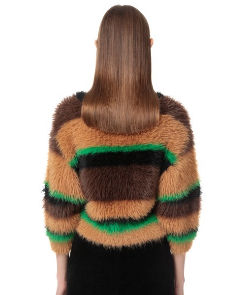 SLY（スライ）の「MINK LIKE H/S BORDER TOPS/ハーフスリーブボーダートップス（ニット/セーター・レディース・オレンジ系その他/ブラウン系その他2・FREE）」の16枚目の写真