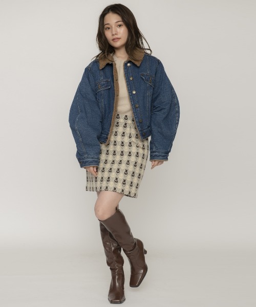 REDYAZEL（レディアゼル）の「デニムボアブルゾン（ブルゾン・レディース・ネイビー/サックスブルー/ブルー・SMALL/MEDIUM）」の5枚目の写真