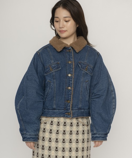 REDYAZEL（レディアゼル）の「デニムボアブルゾン（ブルゾン・レディース・ネイビー/サックスブルー/ブルー・SMALL/MEDIUM）」の14枚目の写真