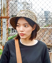 【BEN DAVIS/ベンデイビス】ワンポイントロゴ　クラシックバケットハット8630　サイズ調整機能付　レオパード柄