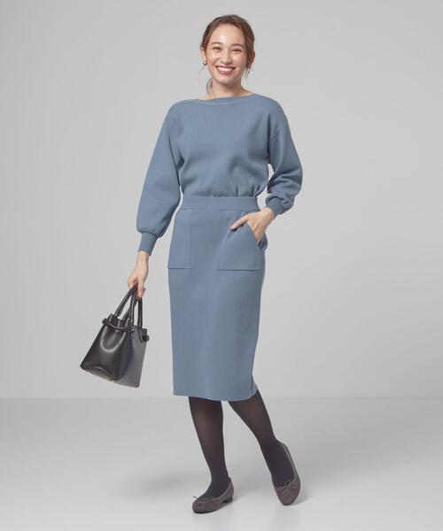 Closet セットアップ Story ボリュームスリーブニット タイトスカート セットアップ ウォッシャブル ワンピース ワンピース ドレス Story ボリュームスリーブニット タイトスカート Closet Story クローゼットストーリー のファッション