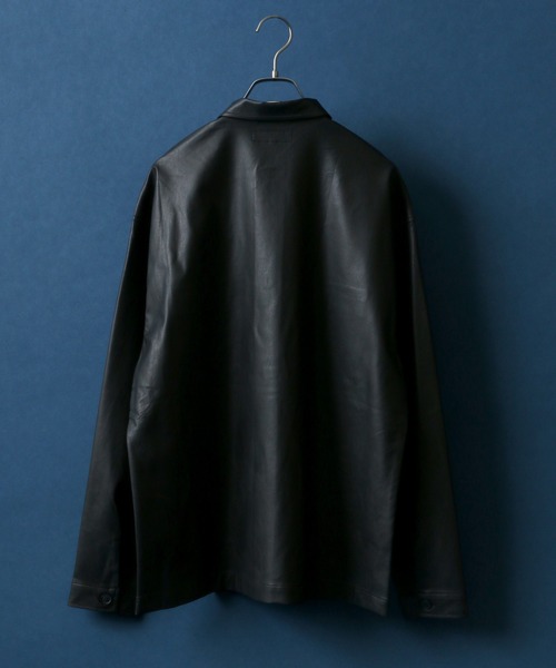ANPAS（アンパス）の「Synthetic Leather CPO Shirt Jacket/フェイクレザー CPO ワークシャツジャケット（シャツ/ブラウス・メンズ・ブラック・L/M/LL）」の3枚目の写真