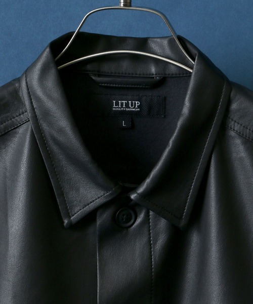 ANPAS（アンパス）の「Synthetic Leather CPO Shirt Jacket/フェイクレザー CPO ワークシャツジャケット（シャツ/ブラウス・メンズ・ブラック・L/M/LL）」の4枚目の写真