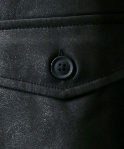 ANPAS（アンパス）の「Synthetic Leather CPO Shirt Jacket/フェイクレザー CPO ワークシャツジャケット（シャツ/ブラウス・メンズ・ブラック・L/M/LL）」の5枚目の写真