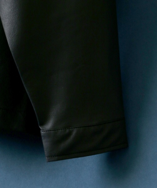 ANPAS（アンパス）の「Synthetic Leather CPO Shirt Jacket/フェイクレザー CPO ワークシャツジャケット（シャツ/ブラウス・メンズ・ブラック・L/M/LL）」の6枚目の写真