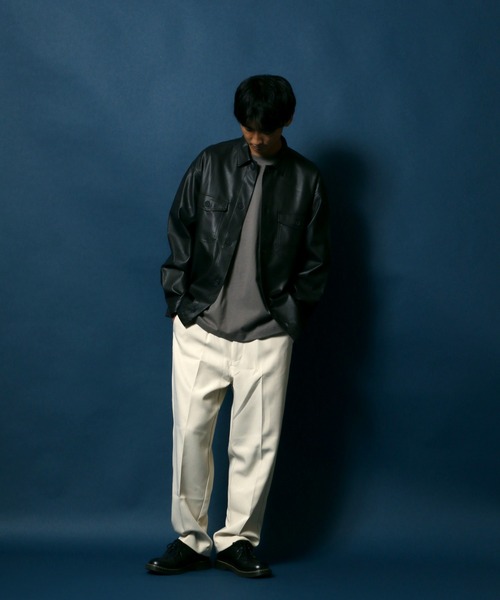 ANPAS（アンパス）の「Synthetic Leather CPO Shirt Jacket/フェイクレザー CPO ワークシャツジャケット（シャツ/ブラウス・メンズ・ブラック・L/M/LL）」の11枚目の写真