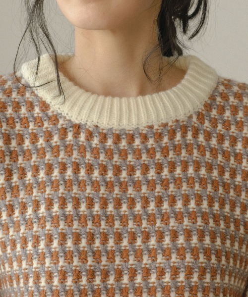 Bab（バブ）の「【WEB限定】マルチジャガードニットプルオーバー（ニット/セーター・レディース・ネイビー/グレー・FREE）」の14枚目の写真