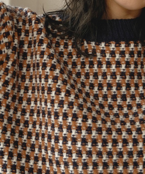 Bab（バブ）の「【WEB限定】マルチジャガードニットプルオーバー（ニット/セーター・レディース・ネイビー/グレー・FREE）」の8枚目の写真