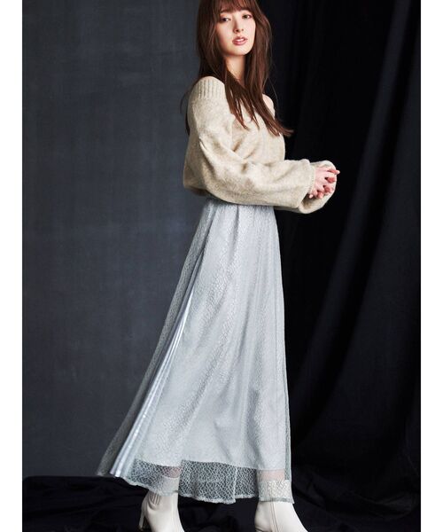 RESEXXY（リゼクシー）の「ワイドリブVネックニットPO（ニット/セーター・レディース・アイボリー/ブラウン/ベージュ・FREE）」の13枚目の写真