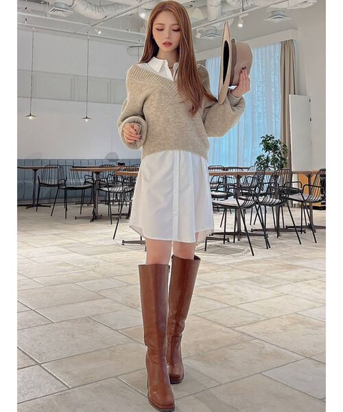 RESEXXY（リゼクシー）の「ワイドリブVネックニットPO（ニット/セーター・レディース・アイボリー/ブラウン/ベージュ・FREE）」の18枚目の写真