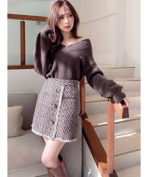 RESEXXY（リゼクシー）の「ワイドリブVネックニットPO（ニット/セーター・レディース・アイボリー/ブラウン/ベージュ・FREE）」の22枚目の写真