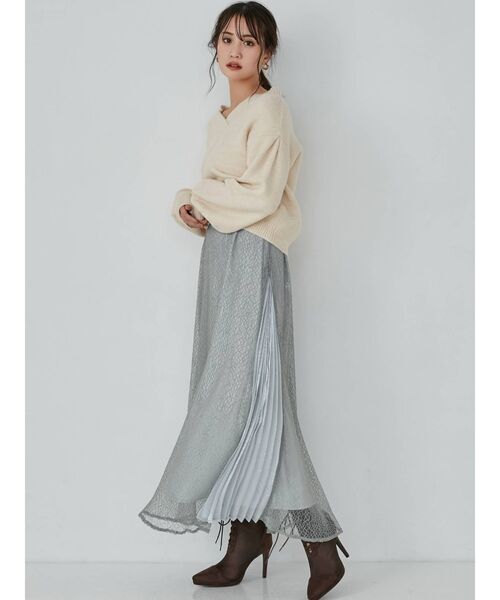 RESEXXY（リゼクシー）の「ワイドリブVネックニットPO（ニット/セーター・レディース・アイボリー/ブラウン/ベージュ・FREE）」の8枚目の写真