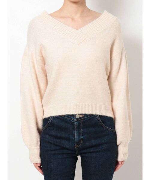 RESEXXY（リゼクシー）の「ワイドリブVネックニットPO（ニット/セーター・レディース・アイボリー/ブラウン/ベージュ・FREE）」の11枚目の写真